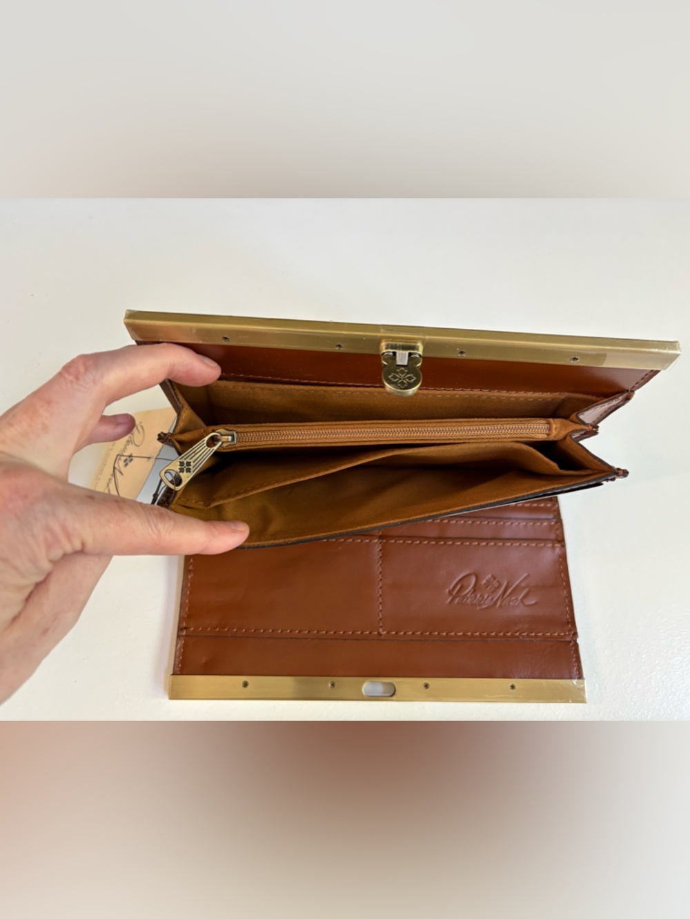 New Patricia Nash Cauchy Leather Frame Wallet Tooled Florence - Picture 9 of 9